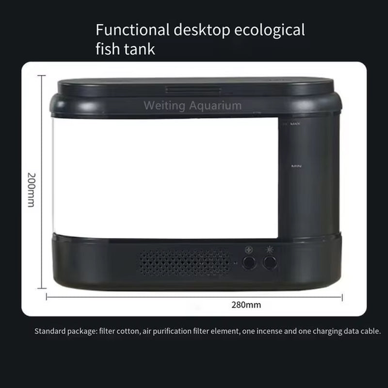 Fish Tank Living Room Small Desktop Ecological Mini Aquarium Bedroom Desk Free Water Change Net Red Desk Goldfish Tank Accessori