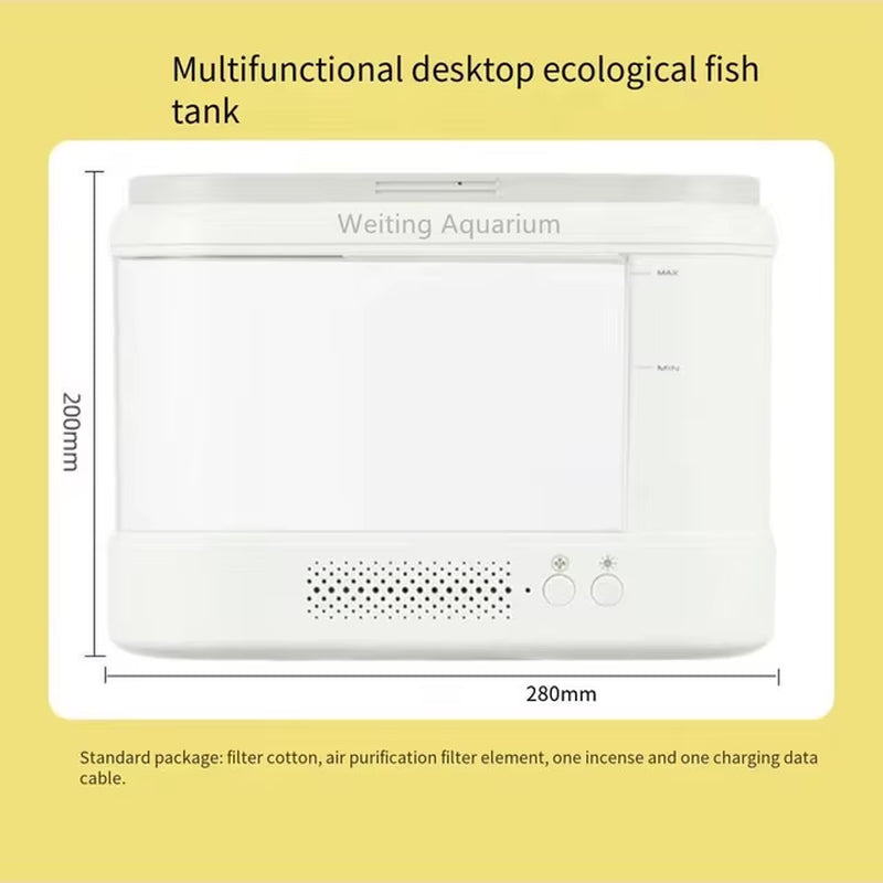 Fish Tank Living Room Small Desktop Ecological Mini Aquarium Bedroom Desk Free Water Change Net Red Desk Goldfish Tank Accessori
