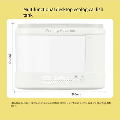Fish Tank Living Room Small Desktop Ecological Mini Aquarium Bedroom Desk Free Water Change Net Red Desk Goldfish Tank Accessori