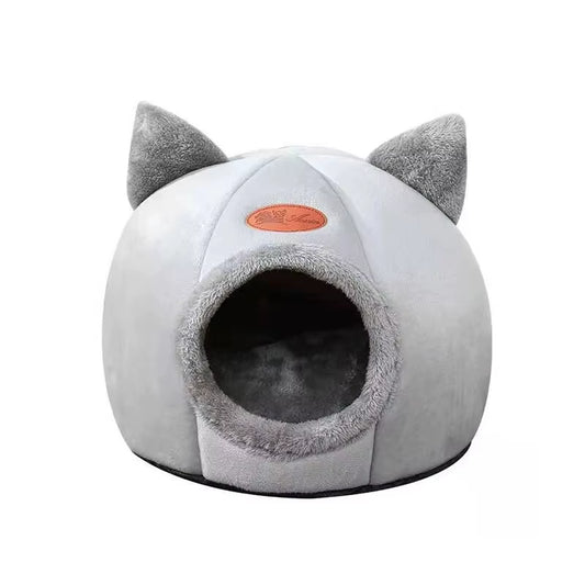 Cat Head Shape Cute and Comfortable Warm Cat House Safe Sleep Cave Non-Slip Semi-Closed Design Four Seasons Universal Cat Nest