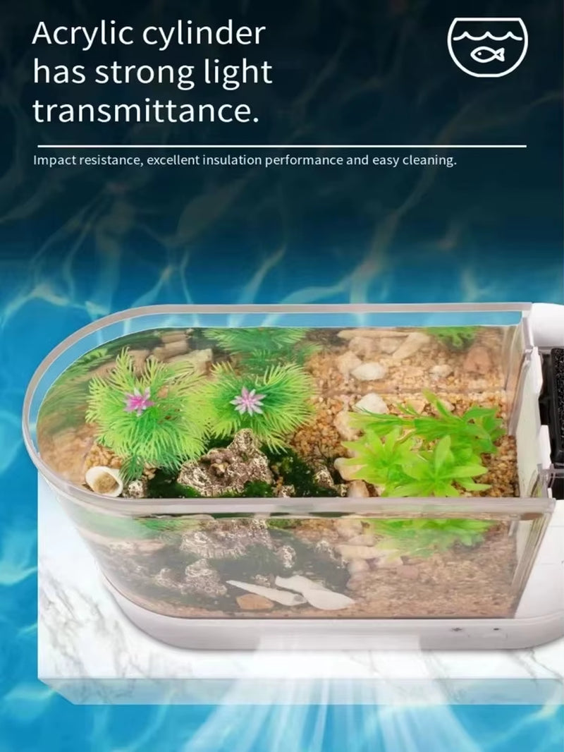 Fish Tank Living Room Small Desktop Ecological Mini Aquarium Bedroom Desk Free Water Change Net Red Desk Goldfish Tank Accessori