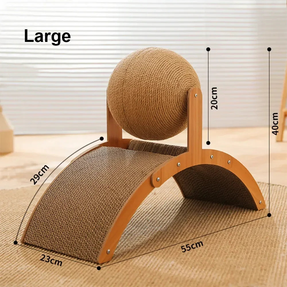 Cat Grinding Paw Toy 2In1 Cat Scratching Ball Wooden Cat Scratcher Sisal Scratch Board Wear-Resistant Solid Wood Scraper for Cat