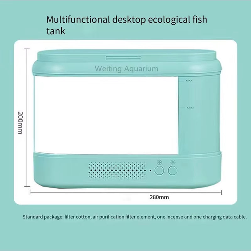 Fish Tank Living Room Small Desktop Ecological Mini Aquarium Bedroom Desk Free Water Change Net Red Desk Goldfish Tank Accessori