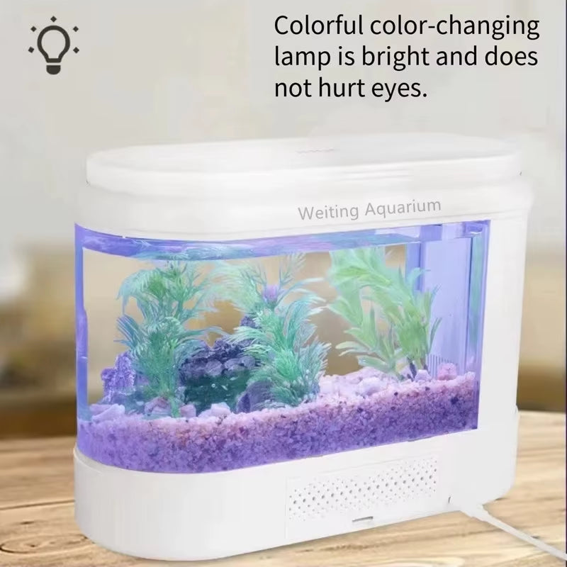 Fish Tank Living Room Small Desktop Ecological Mini Aquarium Bedroom Desk Free Water Change Net Red Desk Goldfish Tank Accessori